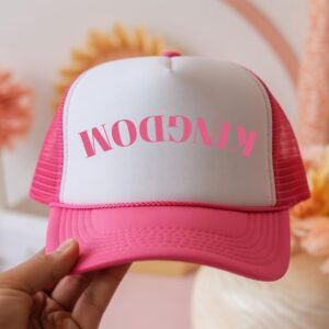 Embroidered Pink Upside Down Kingdom Foam Trucker Hat